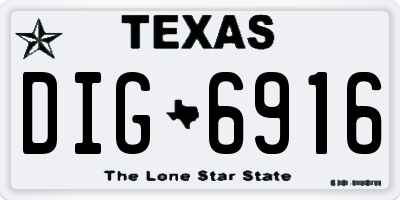 TX license plate DIG6916