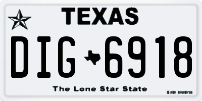 TX license plate DIG6918