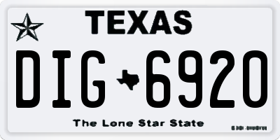 TX license plate DIG6920