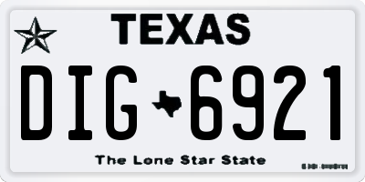 TX license plate DIG6921