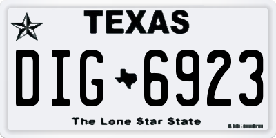 TX license plate DIG6923