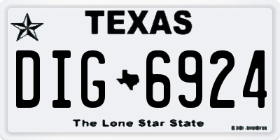TX license plate DIG6924