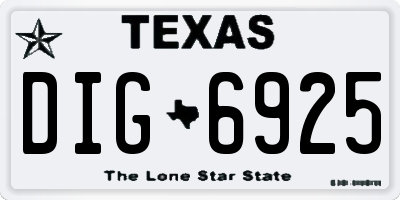 TX license plate DIG6925