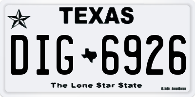 TX license plate DIG6926