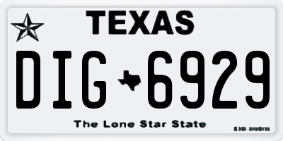 TX license plate DIG6929