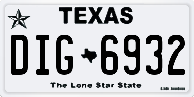 TX license plate DIG6932