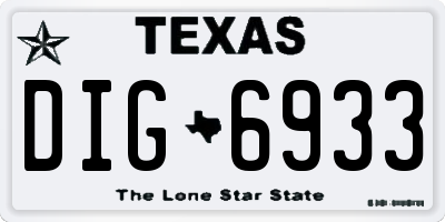 TX license plate DIG6933