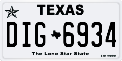 TX license plate DIG6934