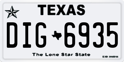 TX license plate DIG6935