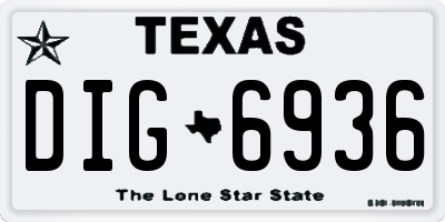 TX license plate DIG6936