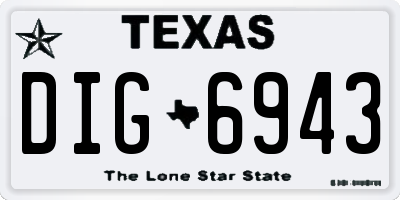 TX license plate DIG6943