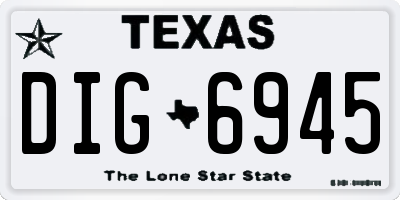 TX license plate DIG6945