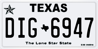 TX license plate DIG6947