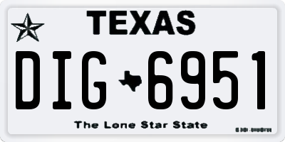 TX license plate DIG6951
