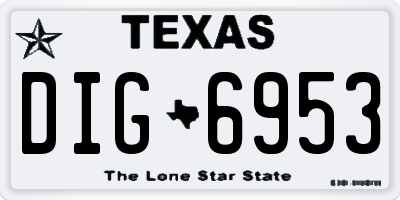 TX license plate DIG6953