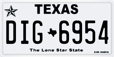 TX license plate DIG6954