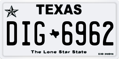 TX license plate DIG6962