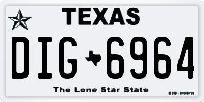 TX license plate DIG6964