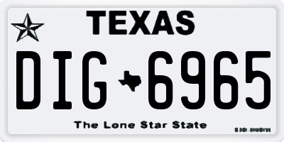 TX license plate DIG6965