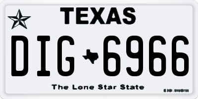 TX license plate DIG6966
