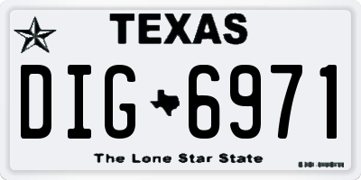TX license plate DIG6971