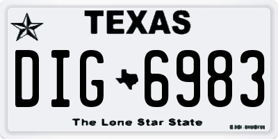 TX license plate DIG6983