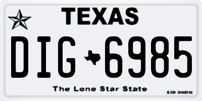 TX license plate DIG6985