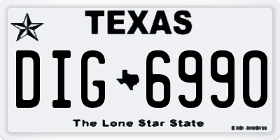 TX license plate DIG6990