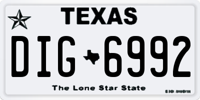 TX license plate DIG6992