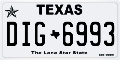 TX license plate DIG6993