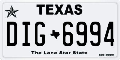 TX license plate DIG6994