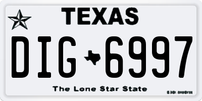 TX license plate DIG6997