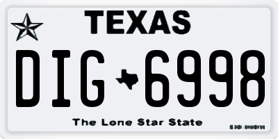 TX license plate DIG6998
