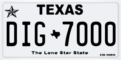 TX license plate DIG7000