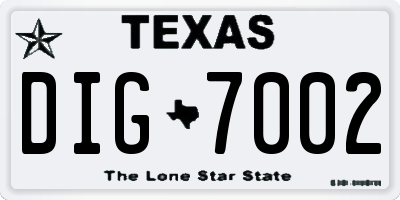 TX license plate DIG7002