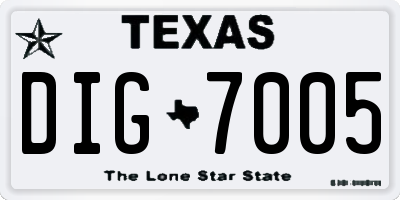 TX license plate DIG7005