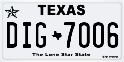 TX license plate DIG7006