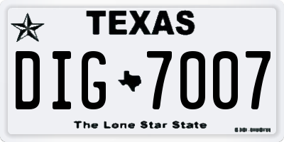 TX license plate DIG7007