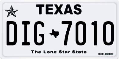TX license plate DIG7010
