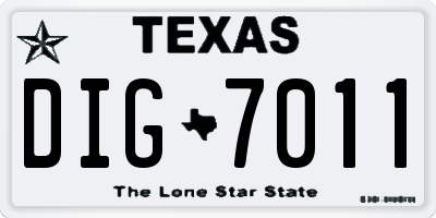 TX license plate DIG7011
