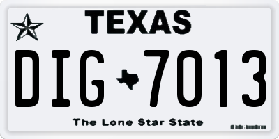 TX license plate DIG7013