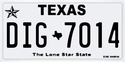 TX license plate DIG7014