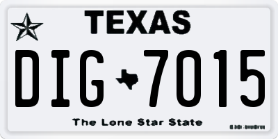 TX license plate DIG7015