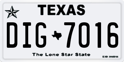 TX license plate DIG7016
