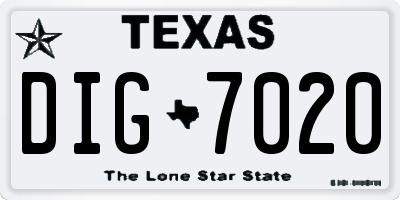 TX license plate DIG7020