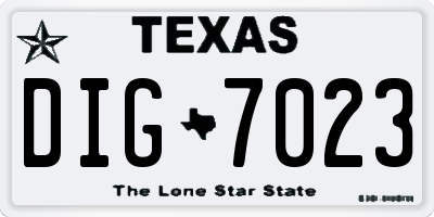 TX license plate DIG7023