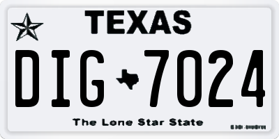 TX license plate DIG7024