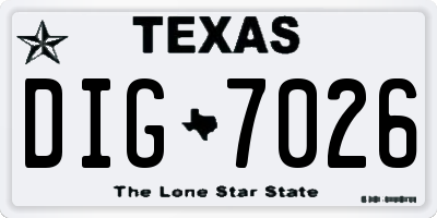 TX license plate DIG7026