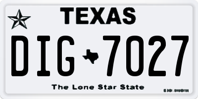 TX license plate DIG7027