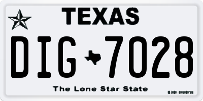 TX license plate DIG7028